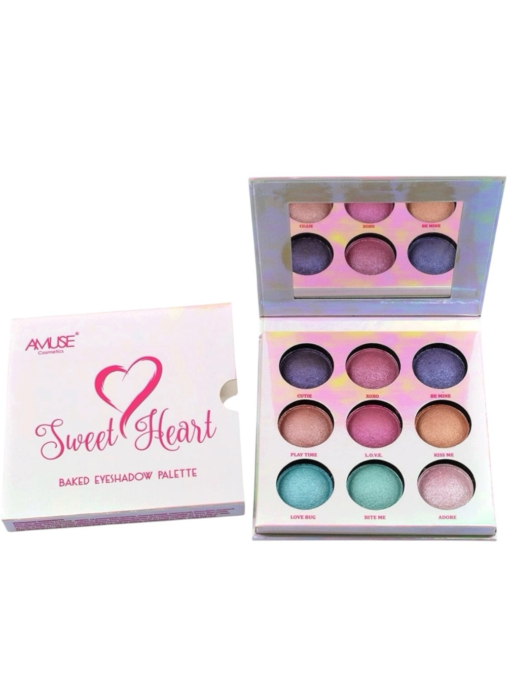 NEW AMUSE Sweet Heart 9 Shade Shimmer Matte Metallic Baked Eyeshadow Palette